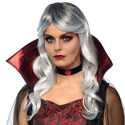 Perruque Vampire Grise Longue Ondulée - Déguisement Gothique