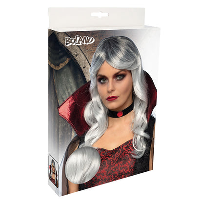 Perruque Vampire Grise Longue Ondulée - Déguisement Gothique