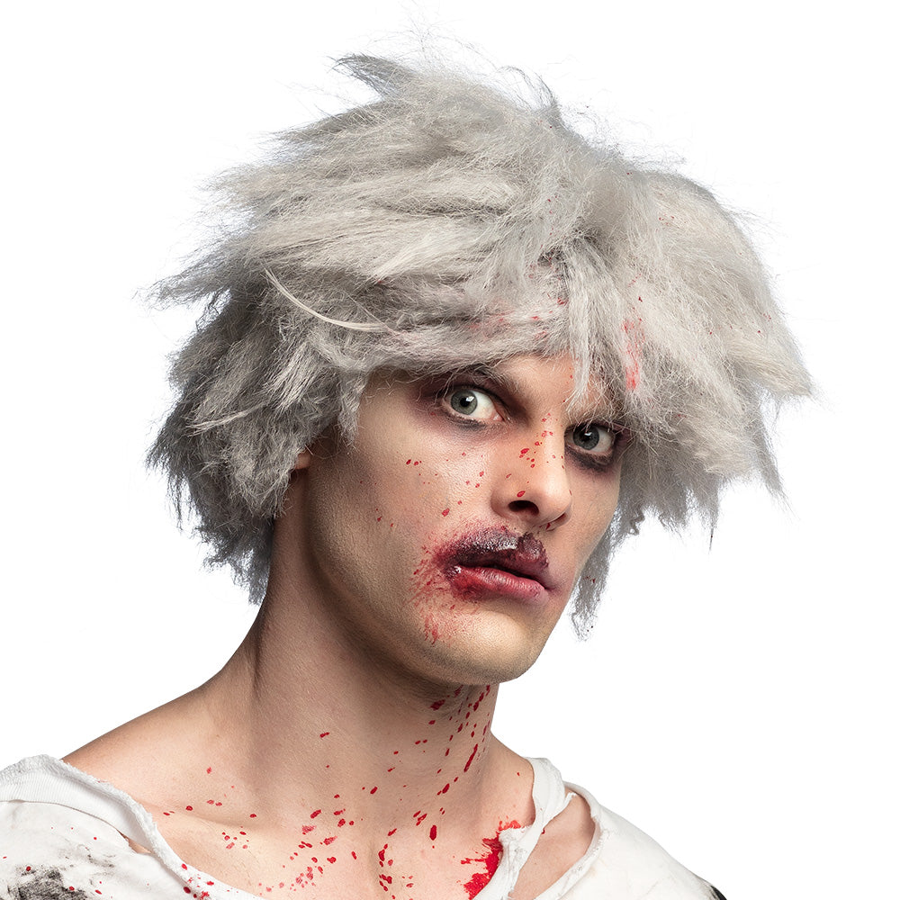 Perruque Zombie Grise Décoiffée - Accessoire Halloween Effet Gore