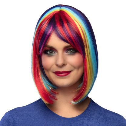 Perruque Arc-en-Ciel Multicolore Dégradée - Coupe Bob Tendance