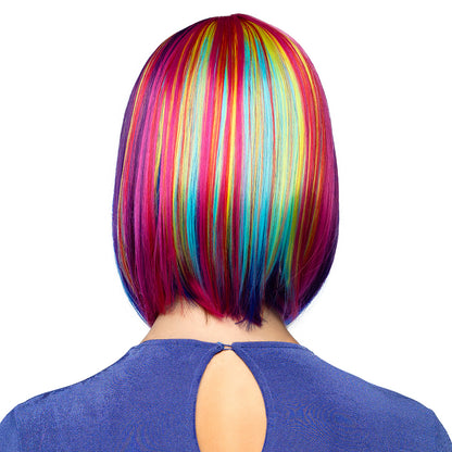 Perruque Arc-en-Ciel Multicolore Dégradée - Coupe Bob Tendance