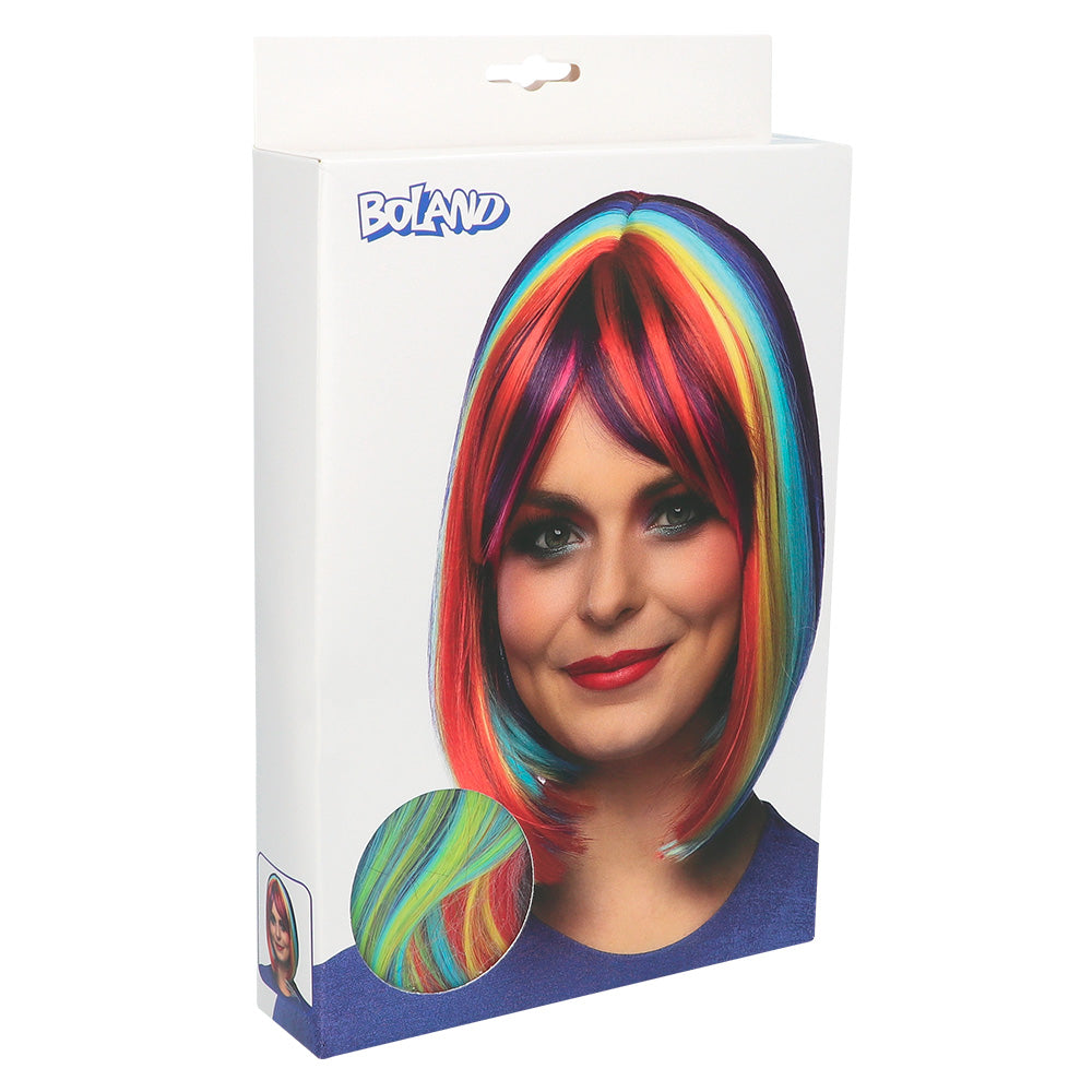 Perruque Arc-en-Ciel Multicolore Dégradée - Coupe Bob Tendance