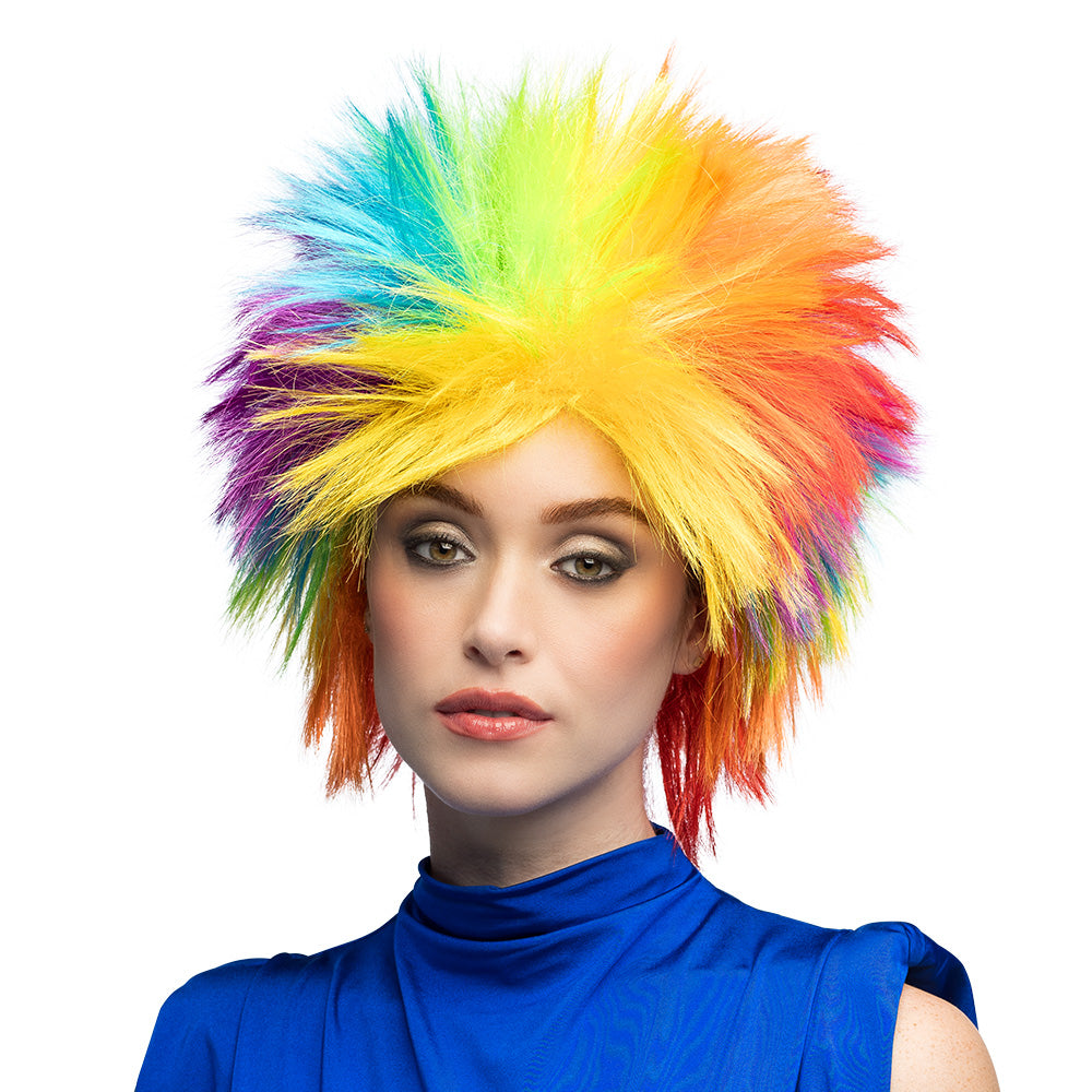 Perruque Arc-en-ciel Fluo Punk - Cheveux Multicolores Pétards