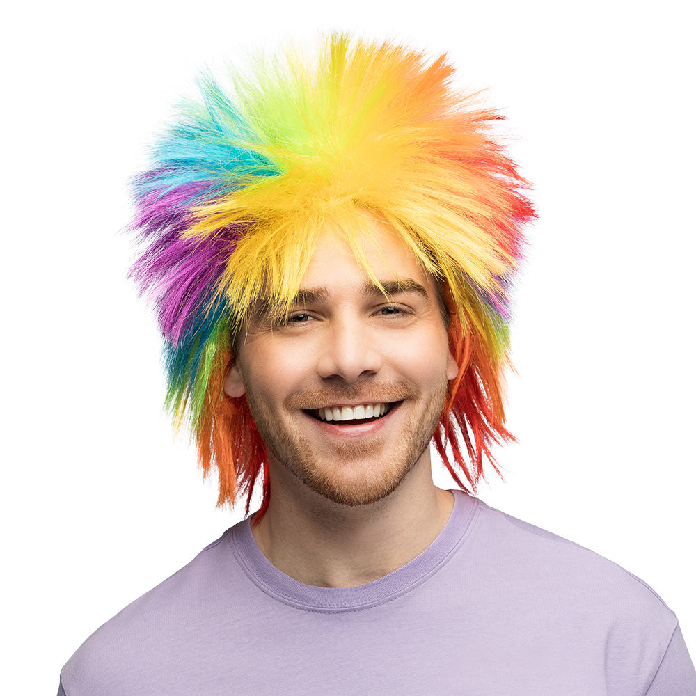 Perruque Arc-en-ciel Fluo Punk - Cheveux Multicolores Pétards