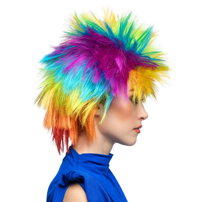 Perruque Arc-en-ciel Fluo Punk - Cheveux Multicolores Pétards