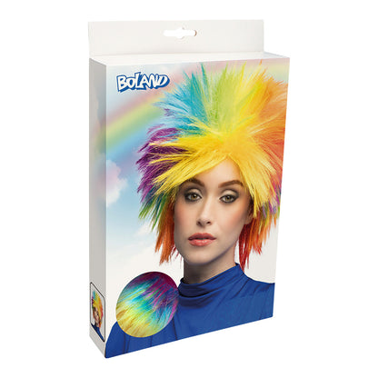 Perruque Arc-en-ciel Fluo Punk - Cheveux Multicolores Pétards