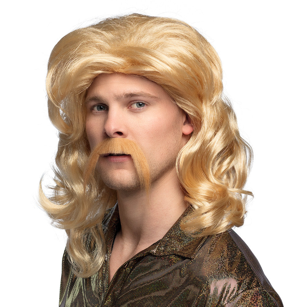 Perruque Blonde Ondulée avec Barbe - Déguisement Années 70