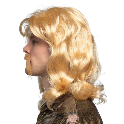 Perruque Blonde Ondulée avec Barbe - Déguisement Années 70