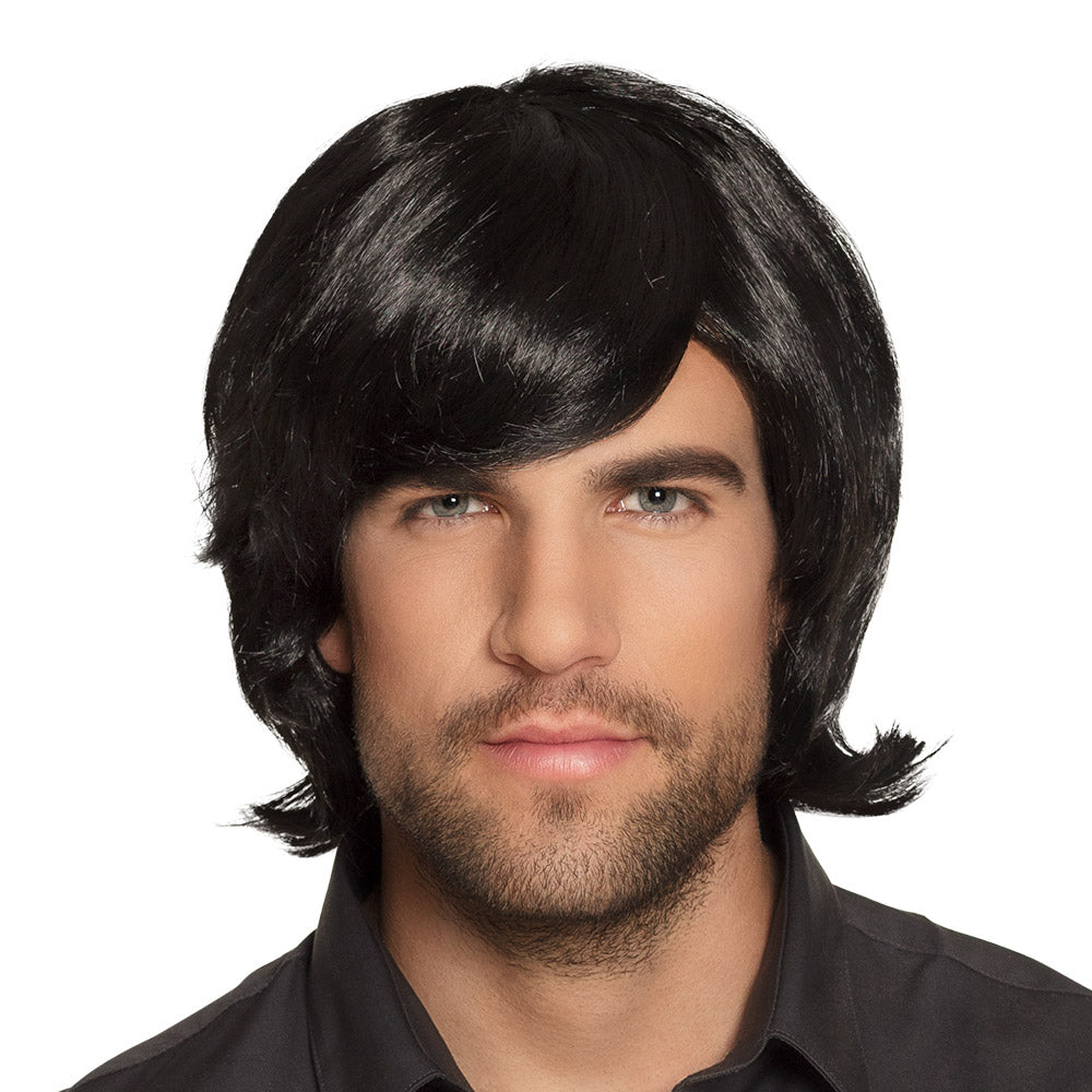 Perruque Cheveux Longs Noirs Homme - Déguisement Années 70