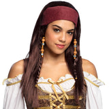 Bandeau Pirate Bordeaux avec Tresses Perle - Accessoire Déguisement
