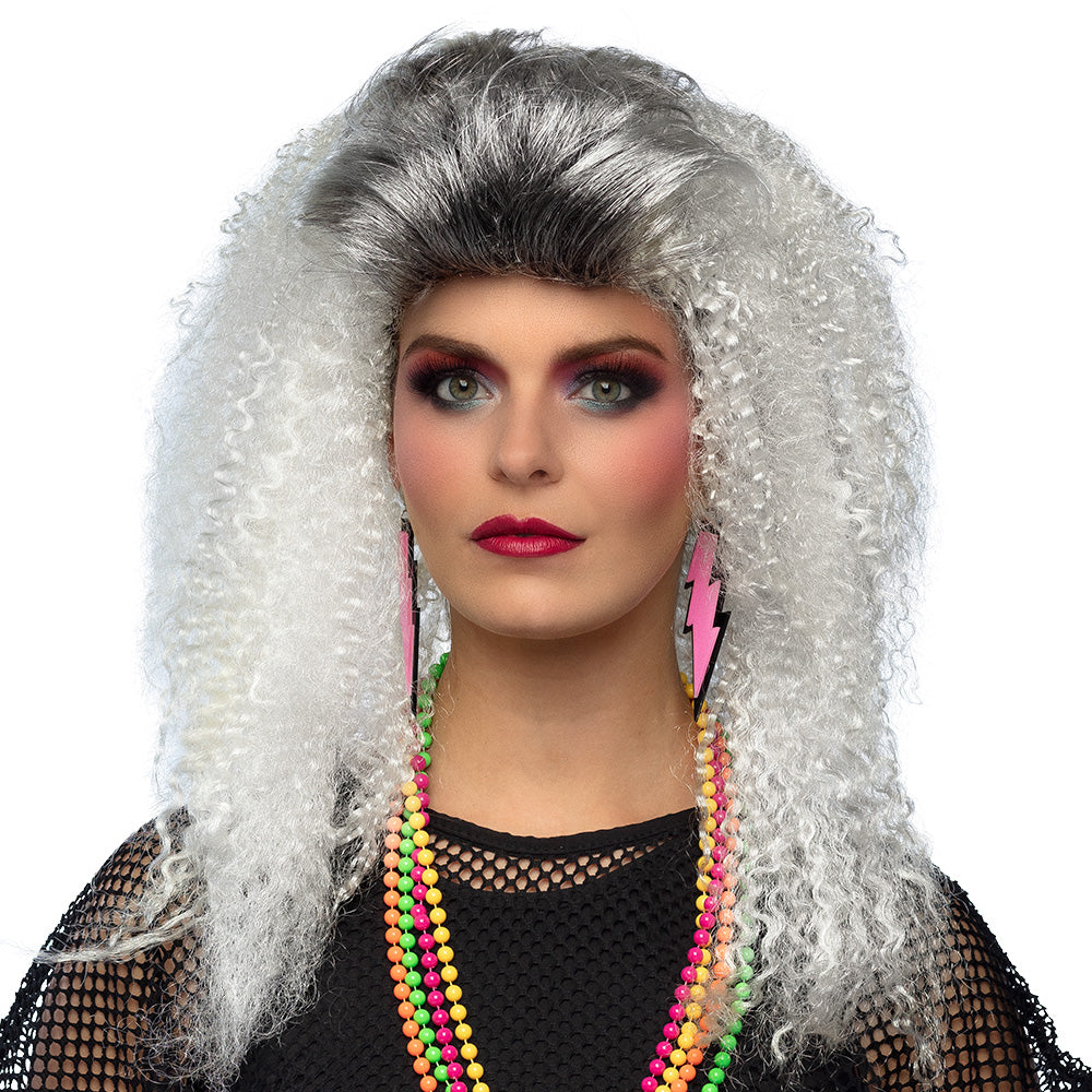 Perruque Frisée Blanche Années 80 - Accessoire Disco Rétro