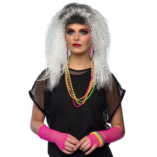 Perruque Frisée Blanche Années 80 - Accessoire Disco Rétro