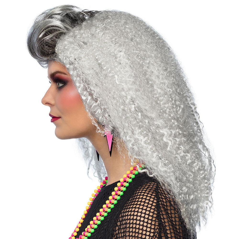 Perruque Frisée Blanche Années 80 - Accessoire Disco Rétro