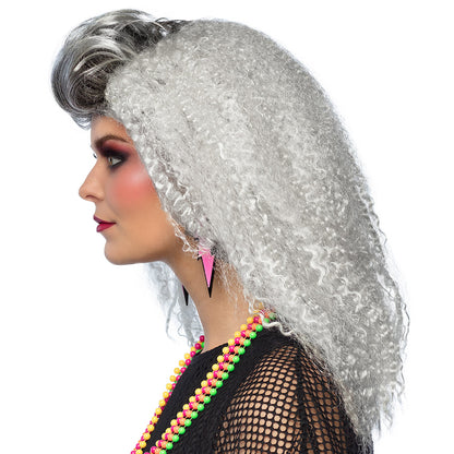 Perruque Frisée Blanche Années 80 - Accessoire Disco Rétro