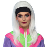 Perruque Blanche Années 80 Disco - Cheveux Longs Synthétiques