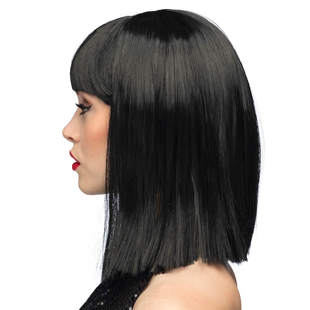 Perruque Longue Noire Lisse avec Frange - Accessoire Déguisement