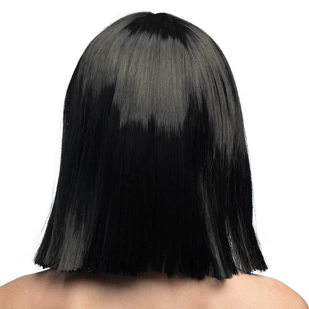 Perruque Longue Noire Lisse avec Frange - Accessoire Déguisement