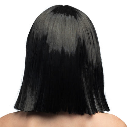 Perruque Longue Noire Lisse avec Frange - Accessoire Déguisement