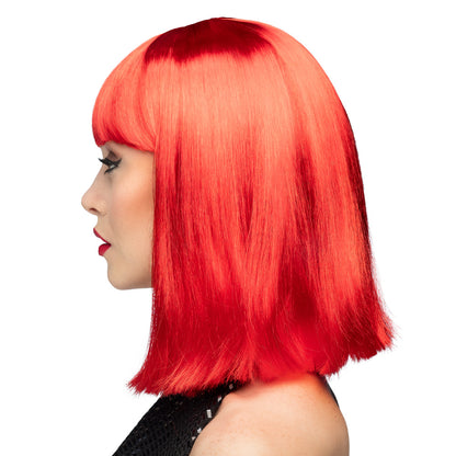Perruque Cheveux Longs Rouge Vif Frange Tendance