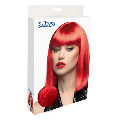 Perruque Cheveux Longs Rouge Vif Frange Tendance
