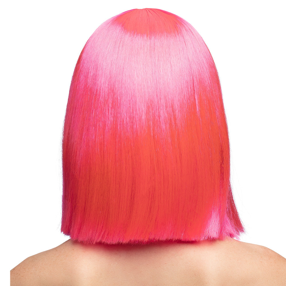 Perruque Carré Rose Fluo UV Blacklight - Déguisement Années 80