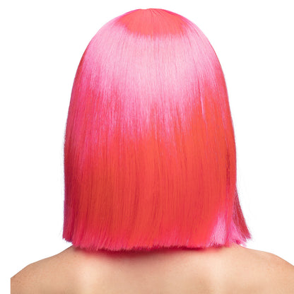 Perruque Carré Rose Fluo UV Blacklight - Déguisement Années 80