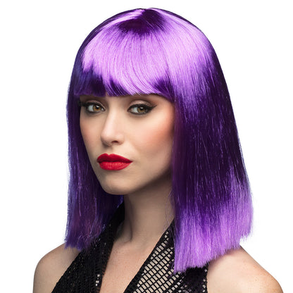 Perruque Violette Bob Lisse Avec Frange - Déguisement Années 70