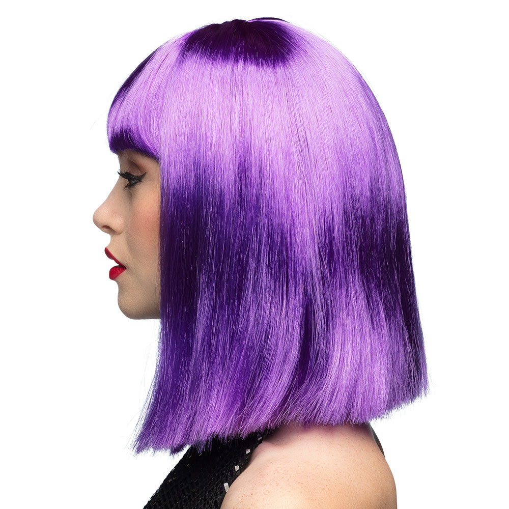 Perruque Violette Bob Lisse Avec Frange - Déguisement Années 70