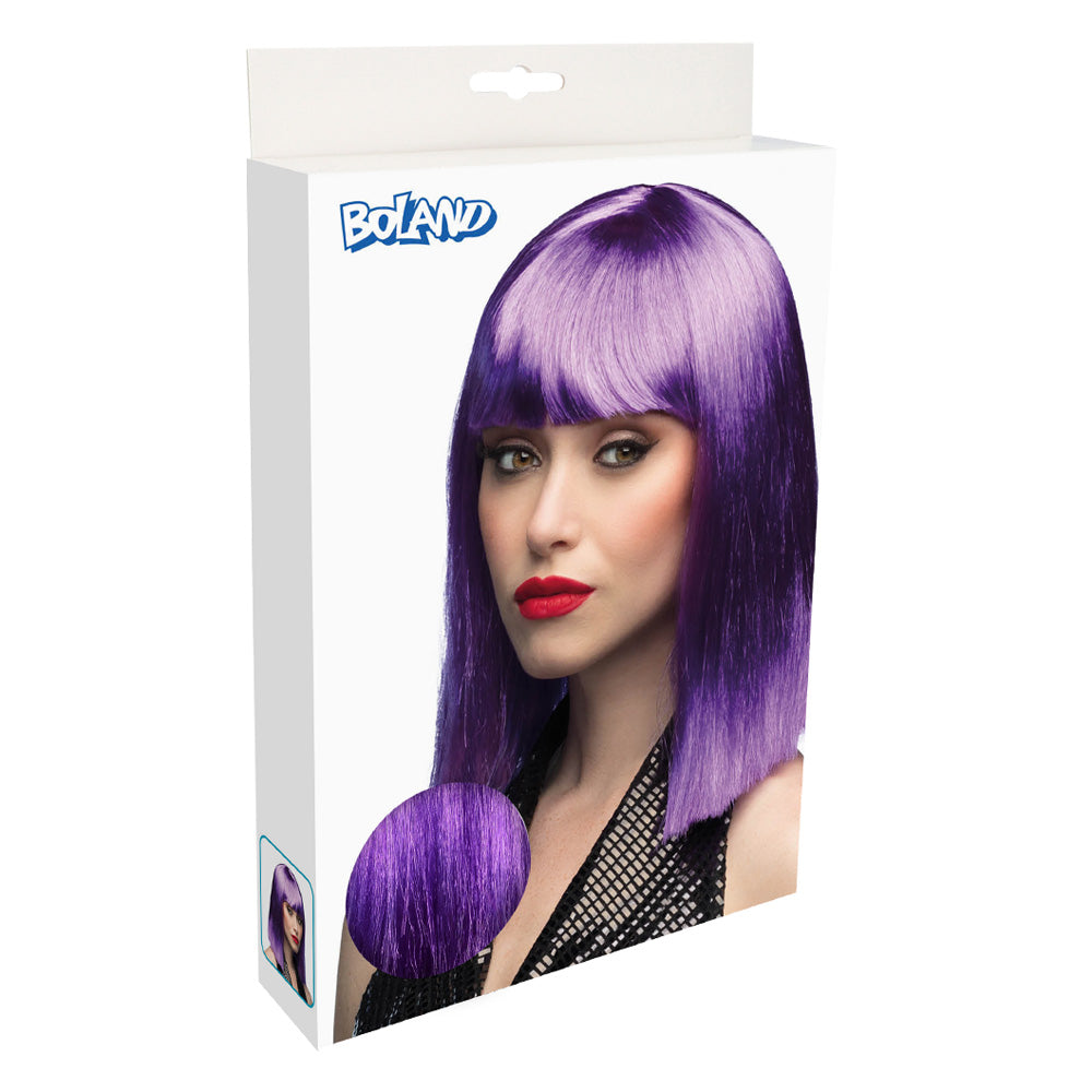 Perruque Violette Bob Lisse Avec Frange - Déguisement Années 70