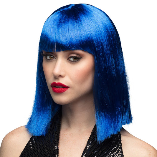 Perruque Bleu Électrique Carré Chic avec Frange - Déguisement