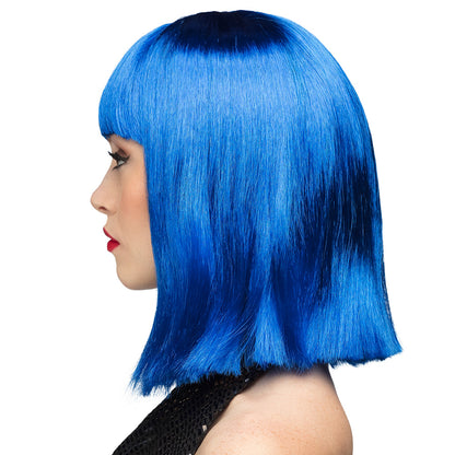 Perruque Bleu Électrique Carré Chic avec Frange - Déguisement
