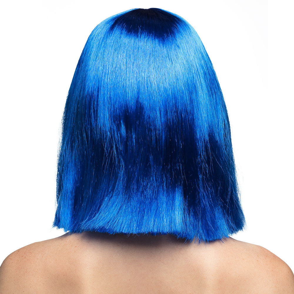 Perruque Bleu Électrique Carré Chic avec Frange - Déguisement