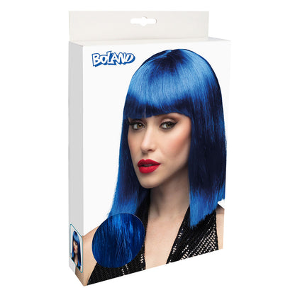 Perruque Bleu Électrique Carré Chic avec Frange - Déguisement