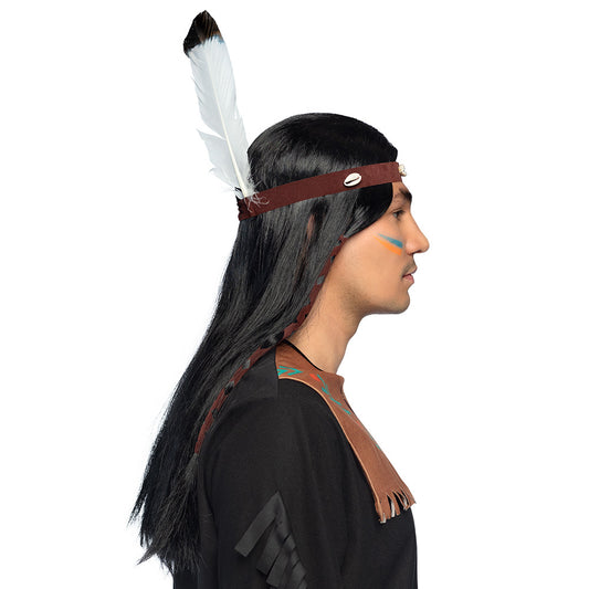 Costume Amérindien Homme avec Coiffe à Plume et Peinture de Guerre