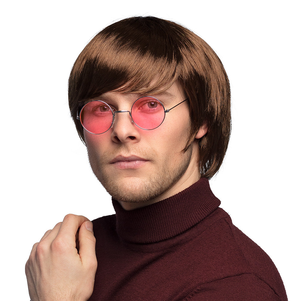Lunettes rondes roses rétro années 70 - Accessoire de déguisement