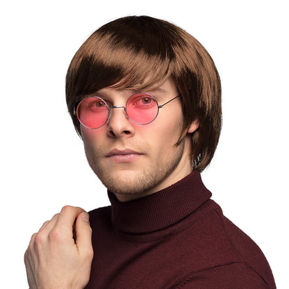 Lunettes rondes roses rétro années 70 - Accessoire de déguisement