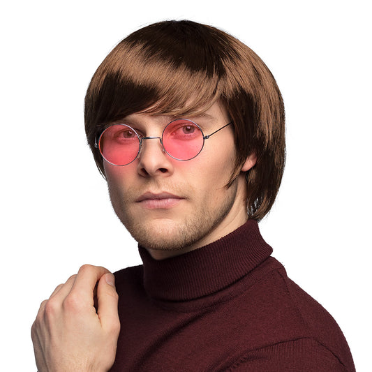 Lunettes rondes roses rétro années 70 - Accessoire de déguisement