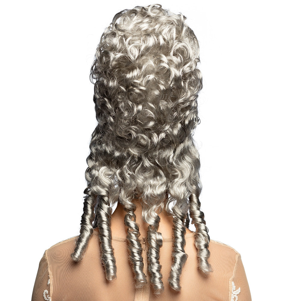 Perruque Baroque Grise Volumineuse Boucles & Tresses Adulte