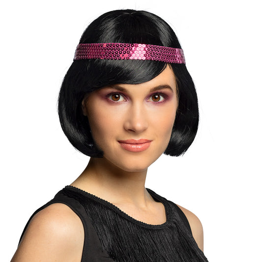 Bandeau Sequins Rose Années 80 - Accessoire Disco Brillant