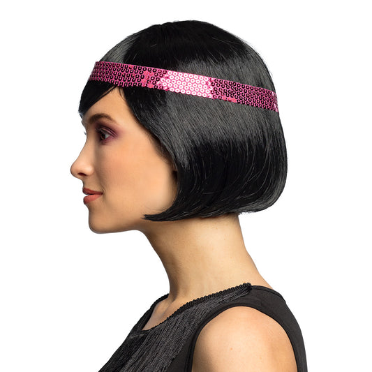 Bandeau Sequins Rose Années 80 - Accessoire Disco Brillant