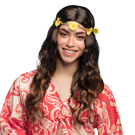 Bandeau Fleurs Jaunes Hippie - Accessoire Déguisement Années 70
