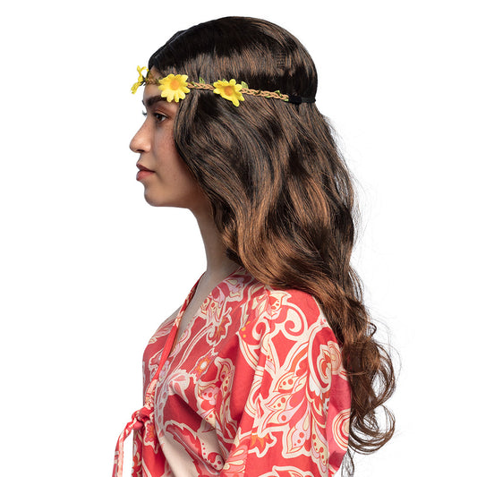 Bandeau Fleurs Jaunes Hippie - Accessoire Déguisement Années 70