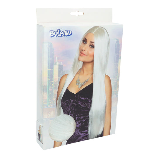 Perruque Longue Blanche Lisse - Déguisement Glamour Adulte