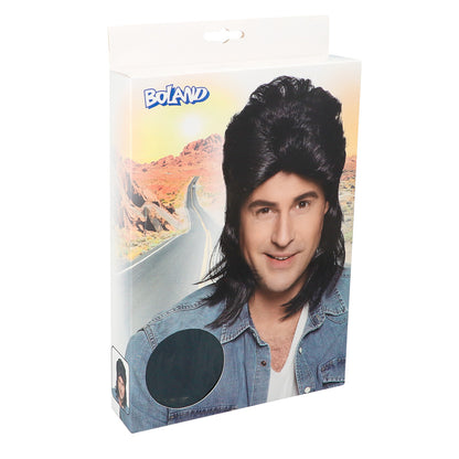 Perruque Mullet Noire Années 80 - Déguisement Rock Vintage