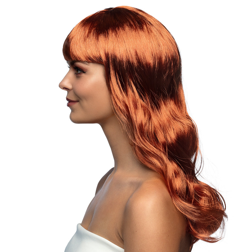 Perruque Longue Ondulée Rousse avec Frange - Accessoire Déguisement
