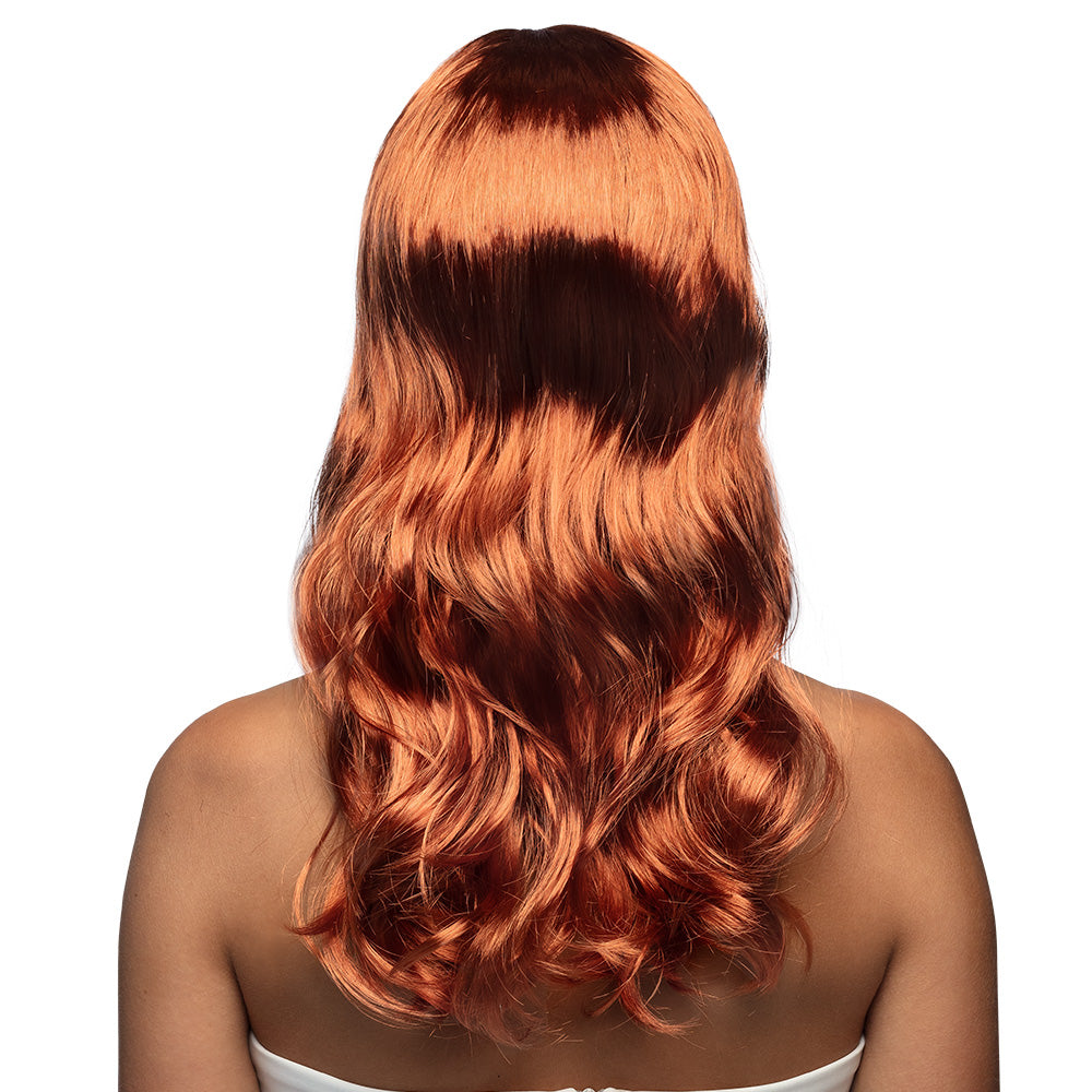 Perruque Longue Ondulée Rousse avec Frange - Accessoire Déguisement
