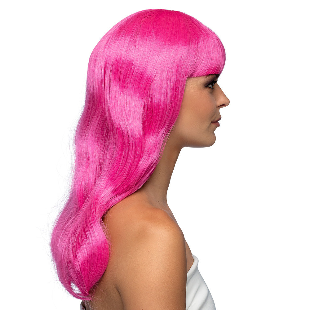Perruque Rose Fluo Longue Cheveux Wavy - UV Blacklight