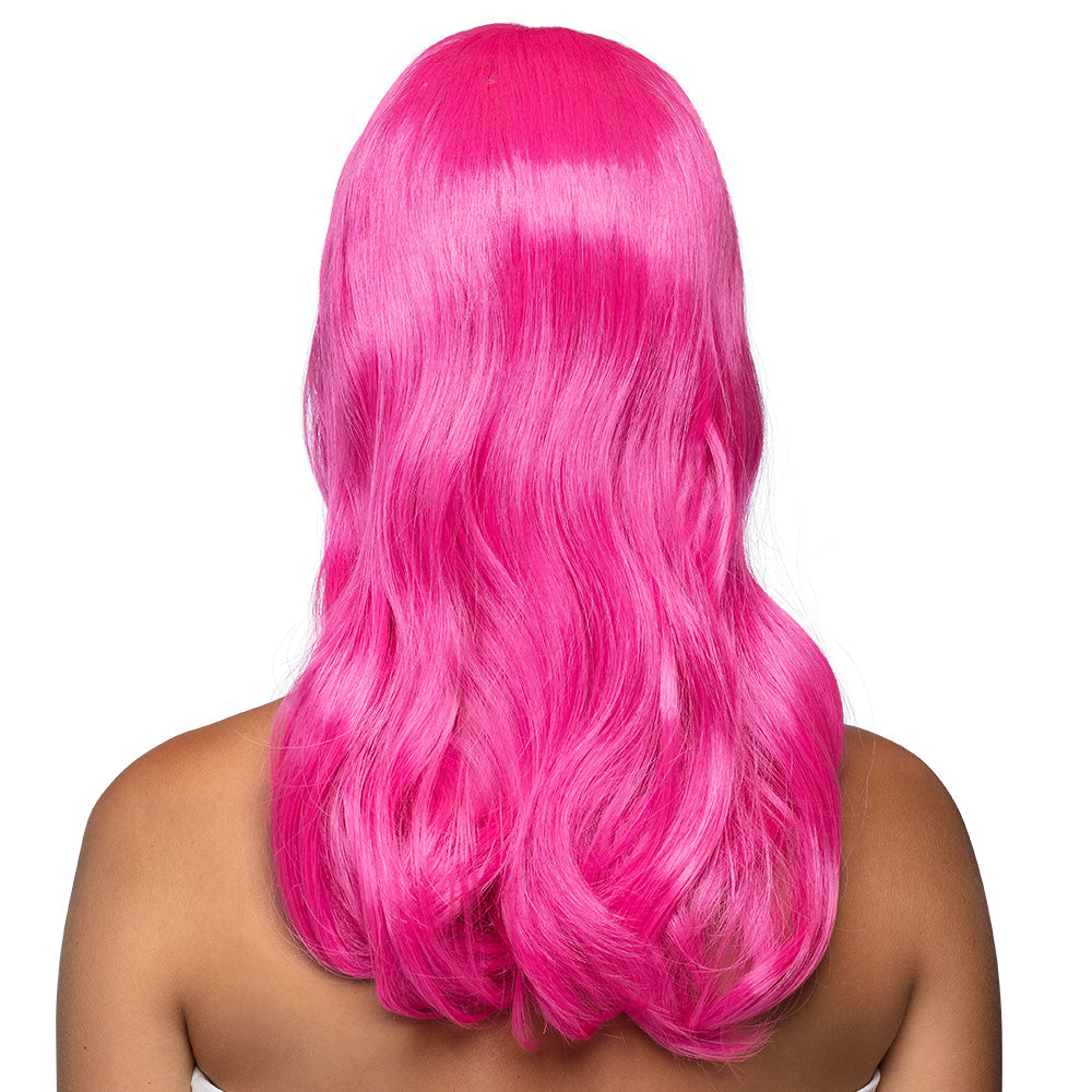 Perruque Rose Fluo Longue Cheveux Wavy - UV Blacklight