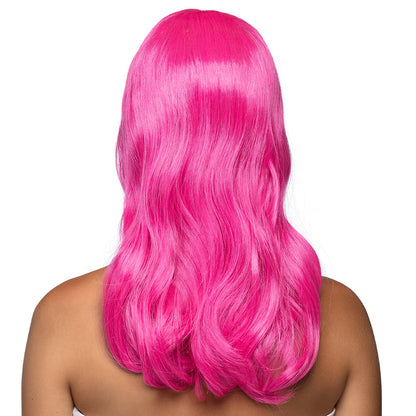 Perruque Rose Fluo Longue Cheveux Wavy - UV Blacklight