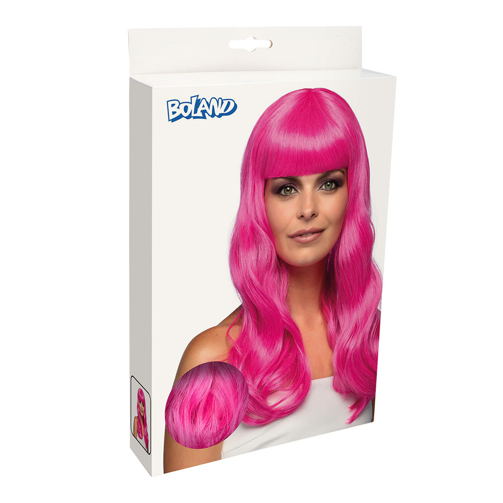 Perruque Rose Fluo Longue Cheveux Wavy - UV Blacklight